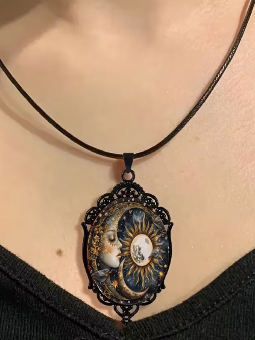New Age Sun And Moon Shining Pendant Necklace